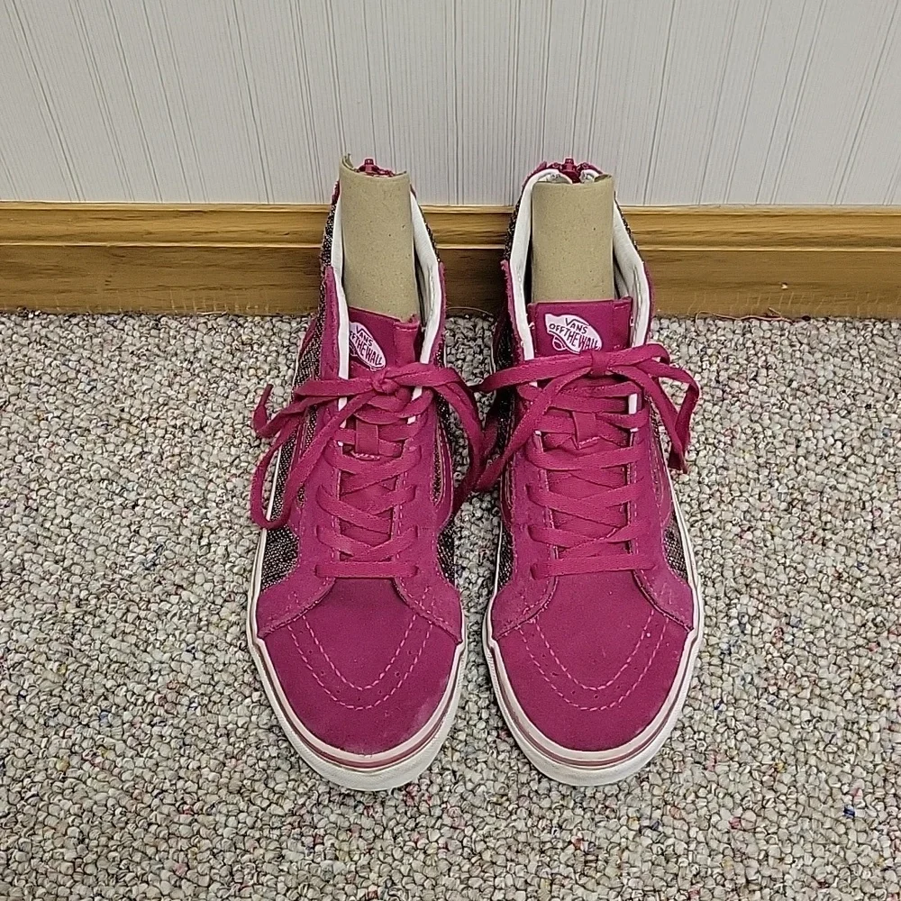 Vans Off The Wall Pink Glitter SK8 High-Top Sneakers, Sz 4 Kids skater school